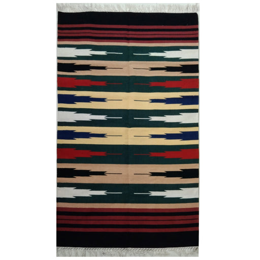 White, Black, Blue and Red, Warangal, Warangal, GI Tag, Dhurrie, Durrie, Handwoven dhurrie, Cotton floor covering, Padmasali, Pit Loom, Crafts of Telangana, Handloom Durrie, Interlocking technique, Tapestry 