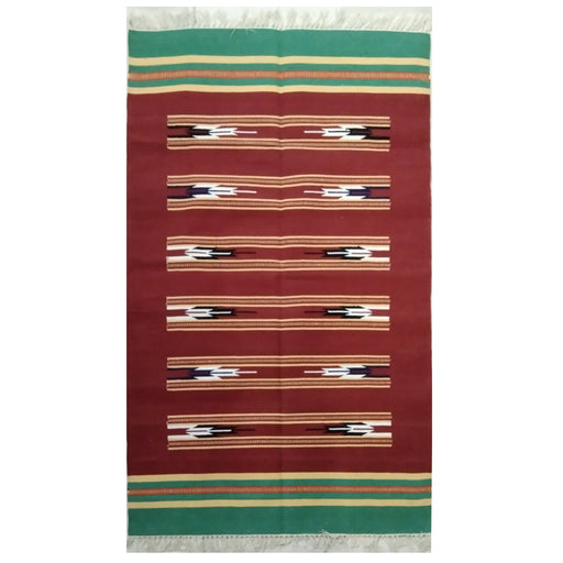 Red and Green, Warangal, Warangal, GI Tag, Dhurrie, Durrie, Handwoven dhurrie, Cotton floor covering, Padmasali, Pit Loom, Crafts of Telangana, Handloom Durrie, Interlocking technique, Tapestry 