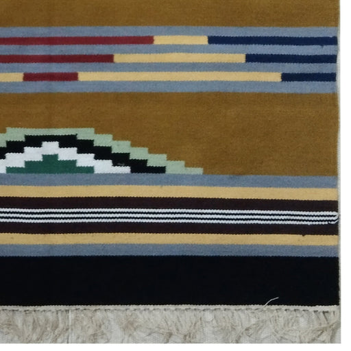 Brown, Blue and Red, Warangal, Warangal, GI Tag, Dhurrie, Durrie, Handwoven dhurrie, Cotton floor covering, Padmasali, Pit Loom, Crafts of Telangana, Handloom Durrie, Interlocking technique, Tapestry 