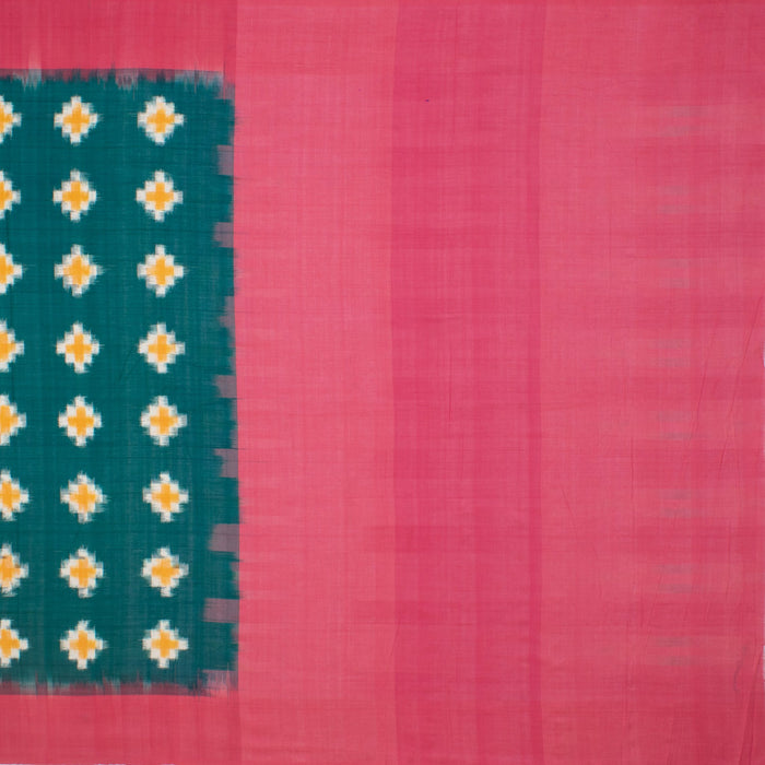 Pink & Green Flair, Pochampally Double Ikat Cotton Saree