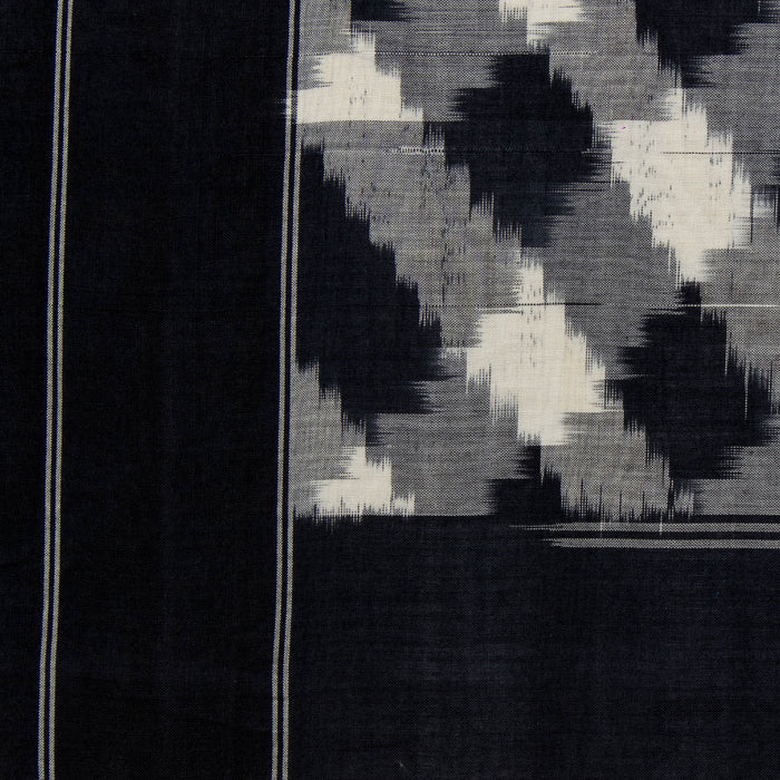 Monochrome Illusion, Pochampally Double Ikat Cotton Saree in Black