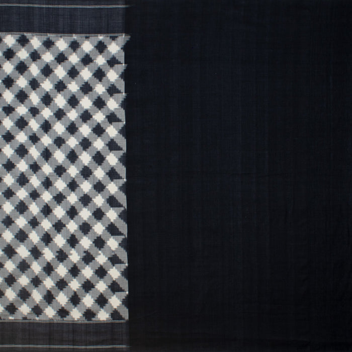Monochrome Illusion, Pochampally Double Ikat Cotton Saree in Black