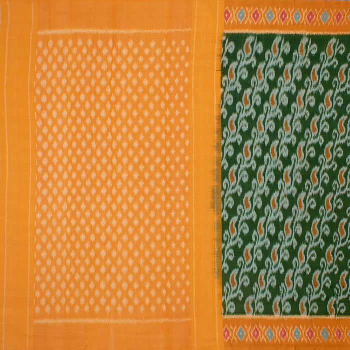 Royal Lineage, Green and Yellow Pochampally Single Ikat Saree