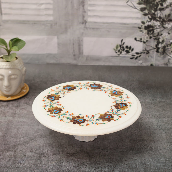 Sadaf, White Marble Table Top Inlaid with Gemstones