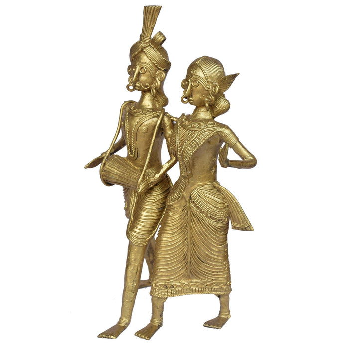 Dokra Showpiece Jora Adivasi Couple Figurine - TVAMI