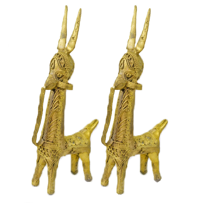Dokra Pair of Horses Brass Showpiece