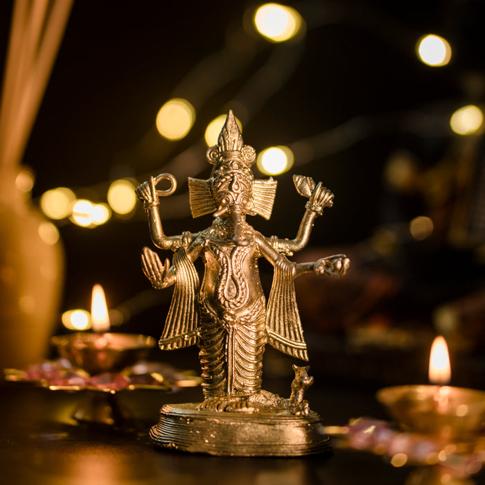 Dokra Metal craft, Ganesha idol, Brass metal artefact, Handcrafted, Gift option, Wedding Gift, Diwali Gift 