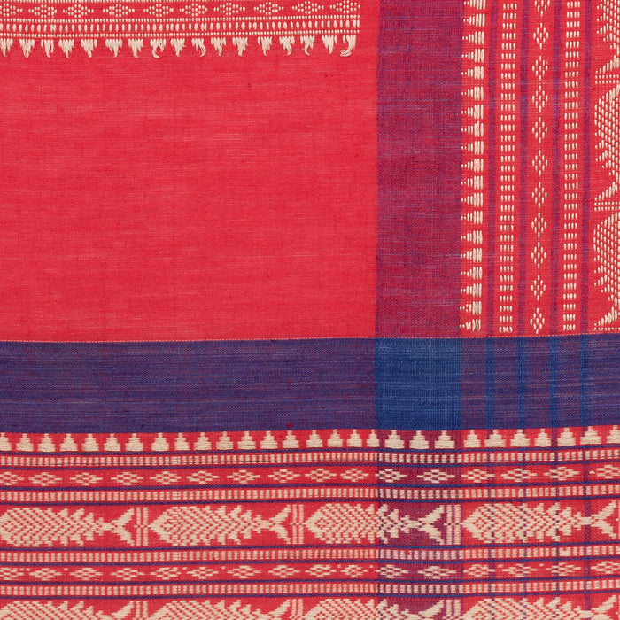 Contemporary Classic, Pure Cotton ‘Phulia Saree’ in Vermilion Red