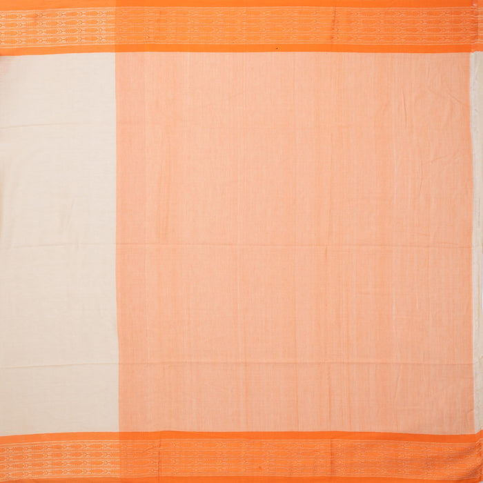 Orange spectrum, Pure Cotton ‘Phulia Saree’ in Off-white and Orange