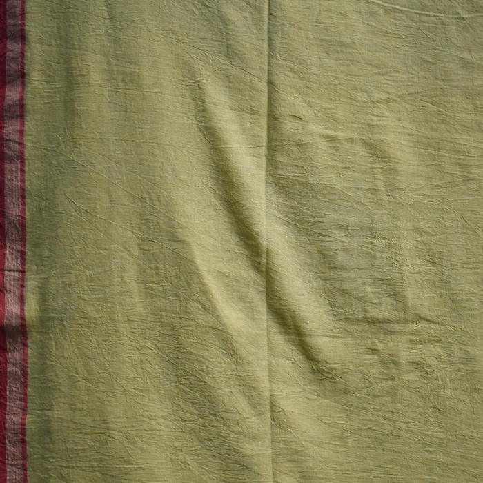 Green Jamdani Cotton Saree with White, Red and Black Motifs