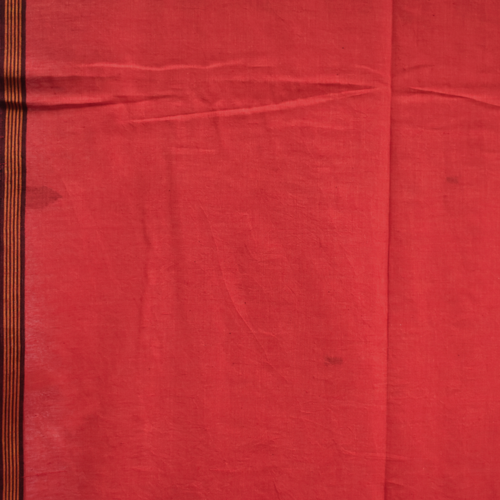 Red Jamdani Cotton Saree with White and Black Motifs