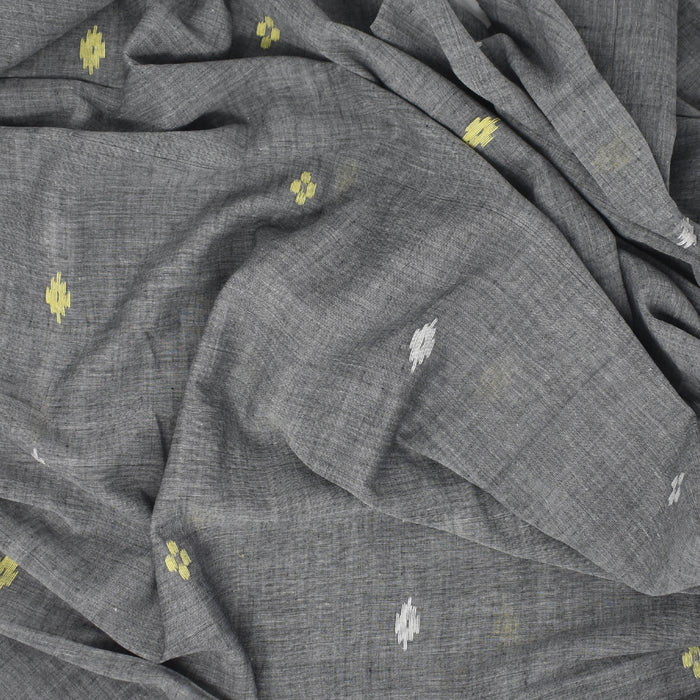 100% pure cotton hand woven dupatta in grey with small jamdani motifs