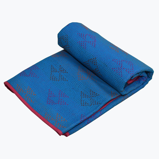 Double - Blue and Pink Kantha Reversible Quilt with Fish Motif - TVAMI