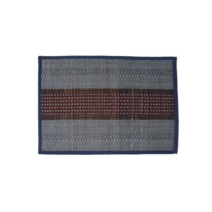 Blue Grey and Maroon Handwoven Madurkathi Table Mats (set of 6)