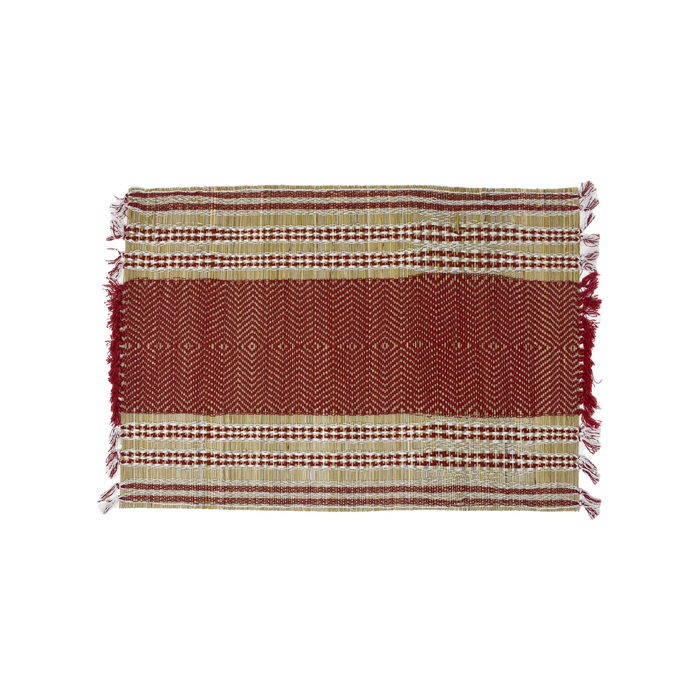 Maroon and Beige Handwoven Madurkathi Table Mats (set of 6)