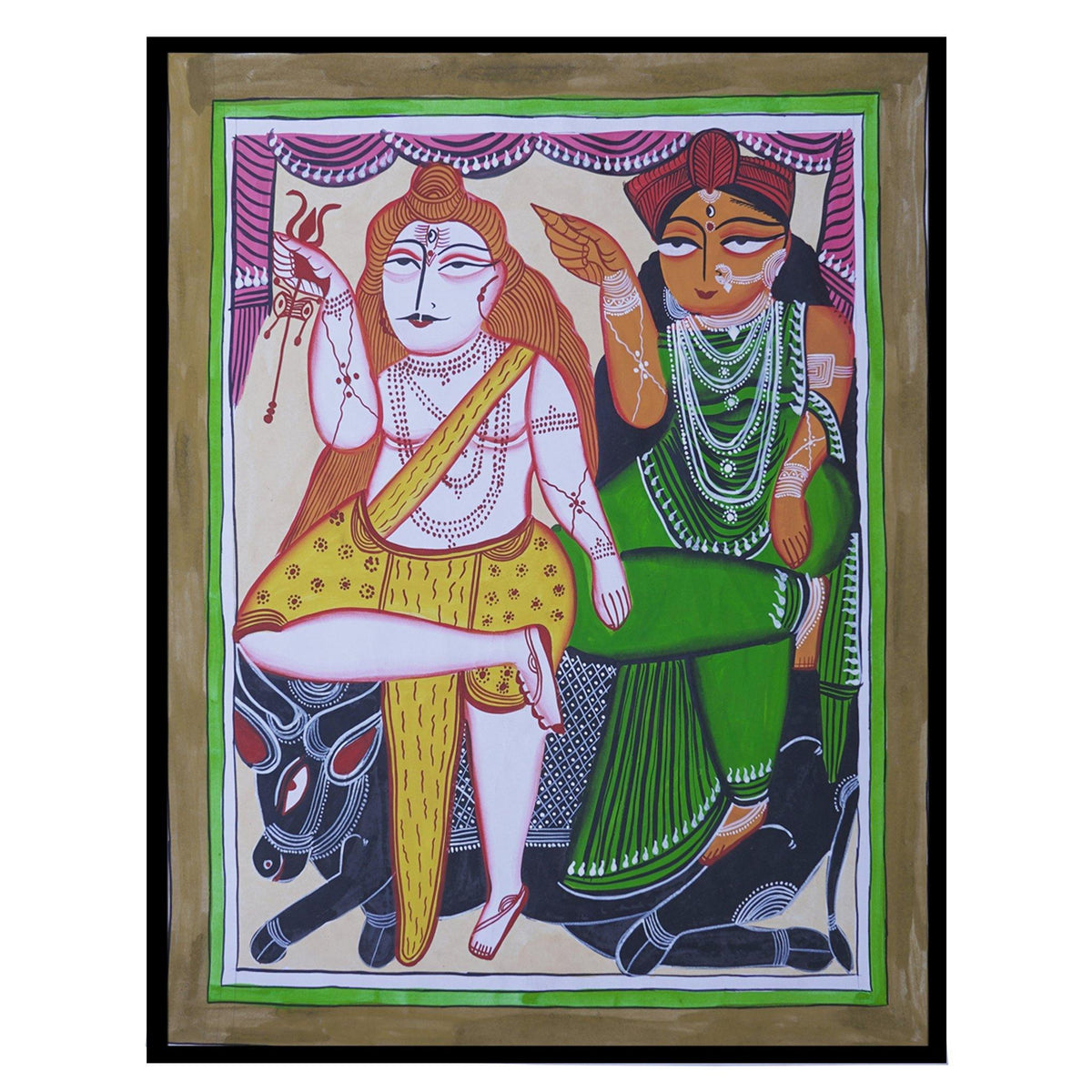 Lord Shiva and Parvati Patachitra Painting — TVAMI