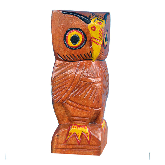 Nutangram Wooden Owl with Intricate Carvings