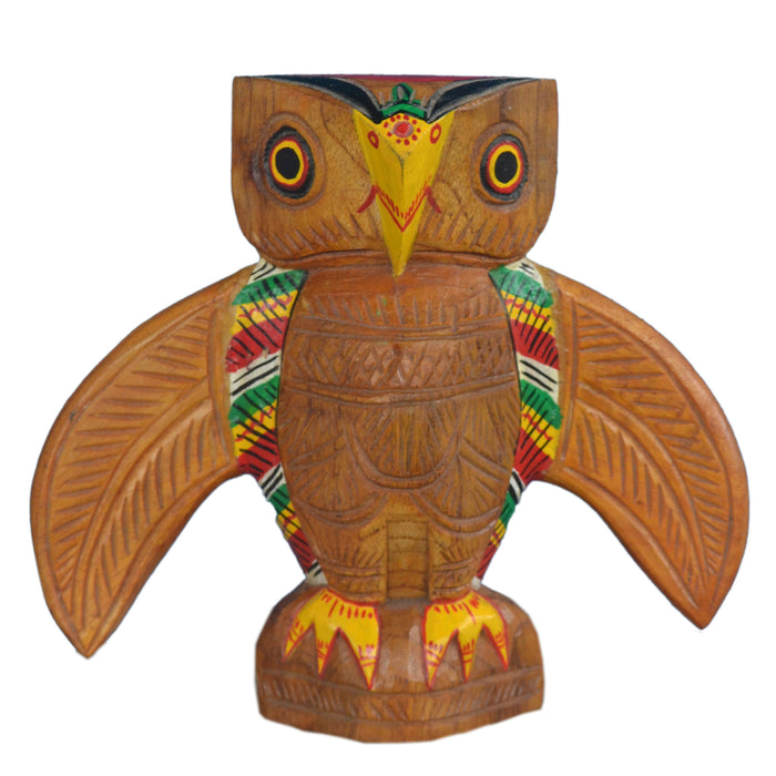 Nutangram Winged Wooden Owl with Intricate Detailing