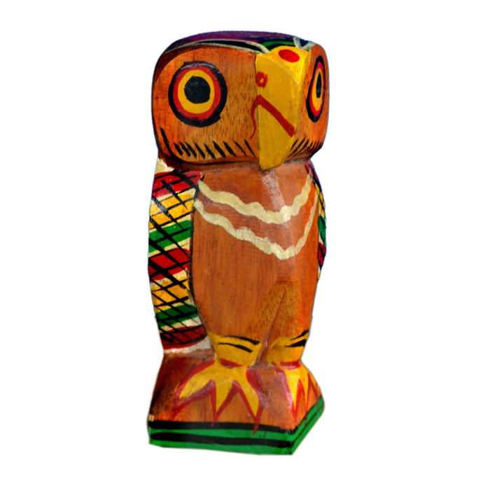 Nutangram Wooden Owl with White Streaked Breast Feathers