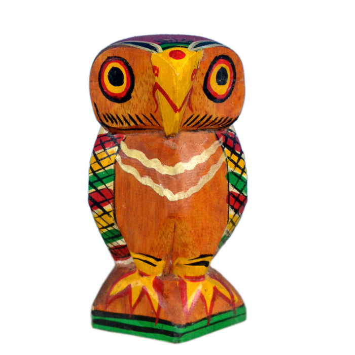 Nutangram Wooden Owl with White Streaked Breast Feathers