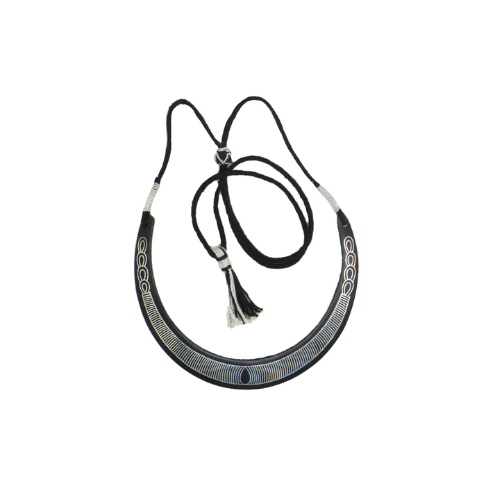 Bidriware Pure Silver Inlay Necklace with Intricate lines