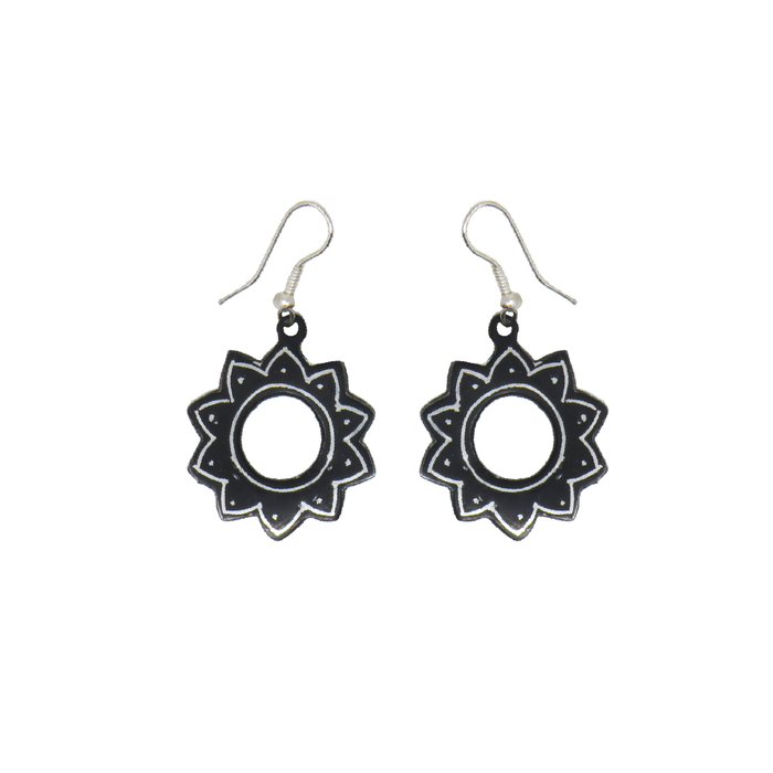 Bidriware Pure Silver Inlay Sunflower earrings