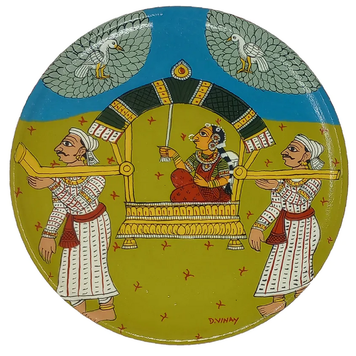 Cheriyal Wall Plate of a Queen in her Palanquin