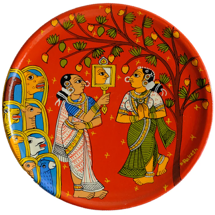 Cheriyal Wall Plate of Two Women Dressing up