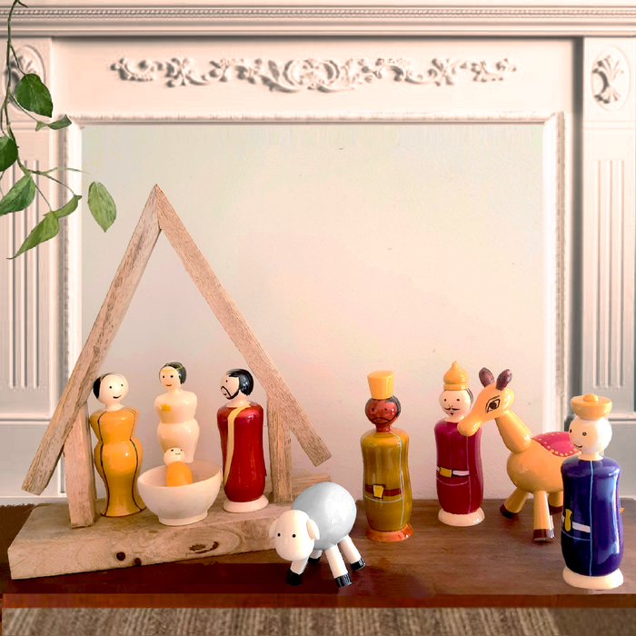 Etikoppaka Wooden Christmas Nativity Set
