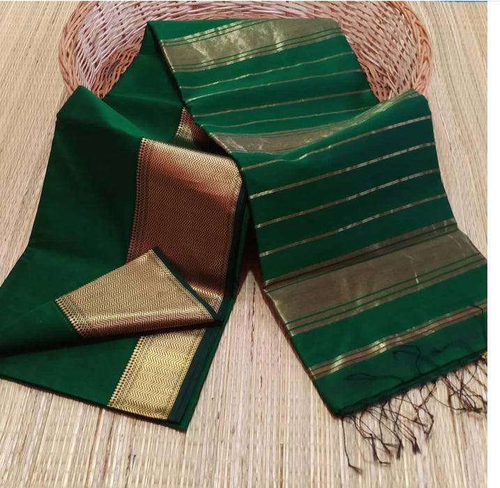 Advika, Collection of Cotton-Silk Maheshwari Sarees with Zari Border