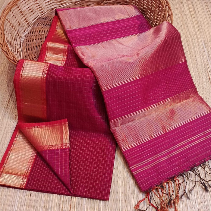 Advika, Collection of Cotton-Silk Maheshwari Sarees with Zari Border