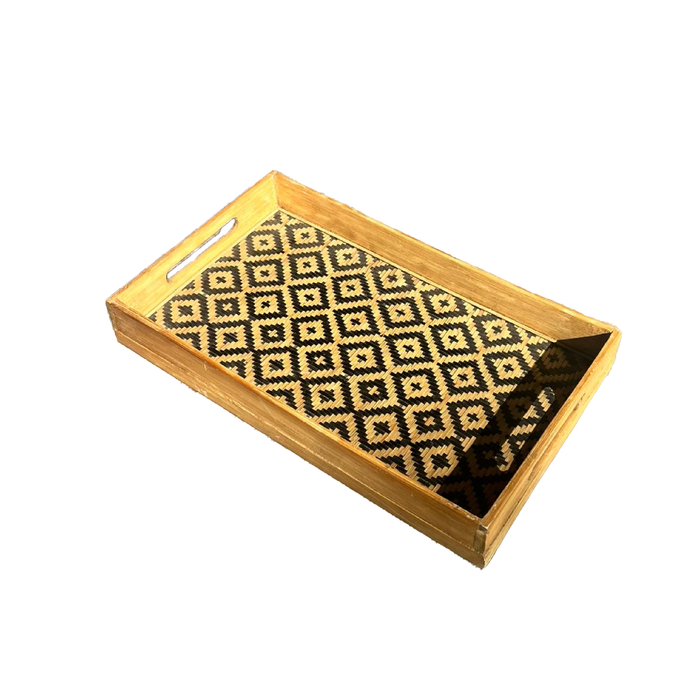 Bamboo tray with geometric pattern